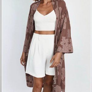 Brown Floral Kimono Cardigan